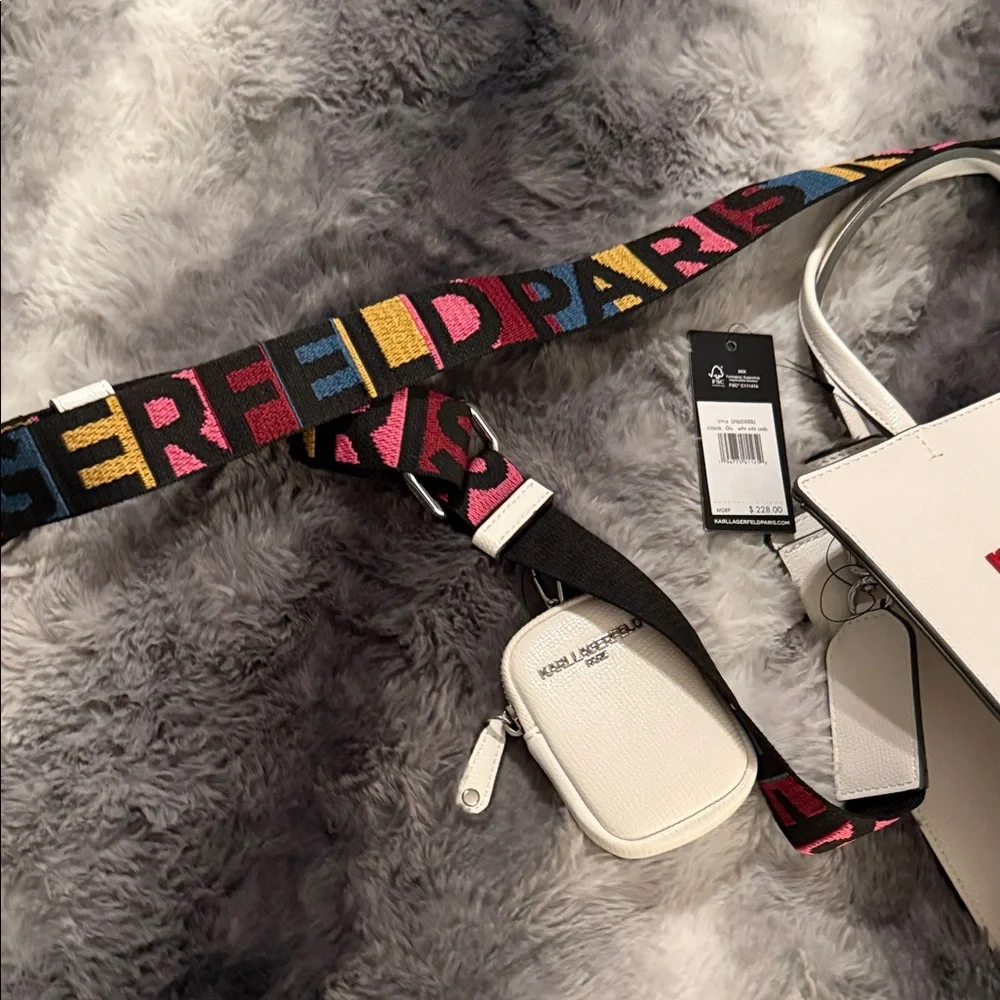 Karl Lagerfeld White Tote with Multicolor Lettering - Picture 4 of 7